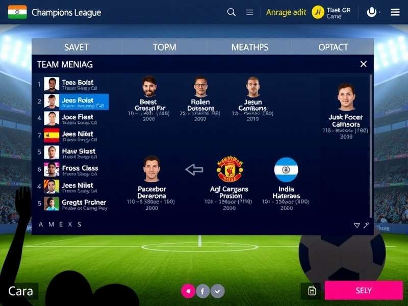 Champions League Dream Team team management interface